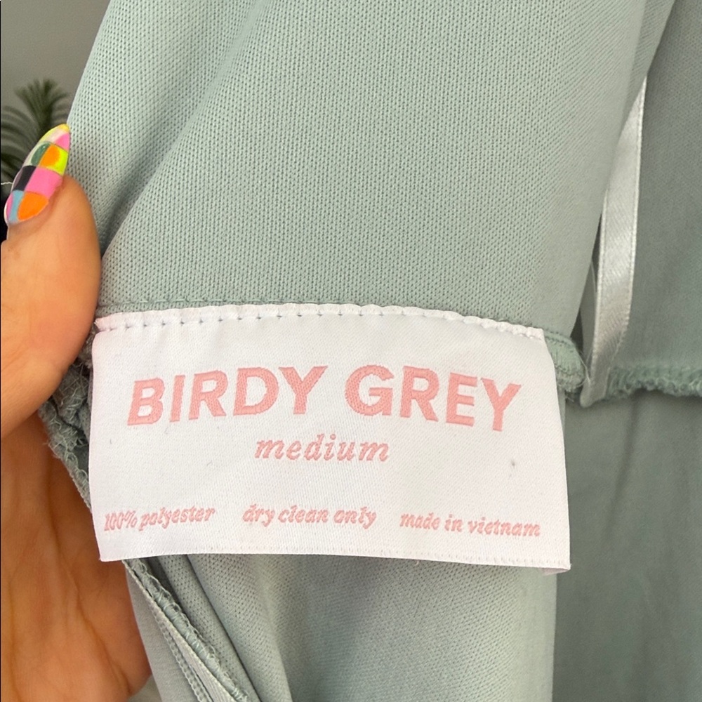 Birds Grey Chic Pastel Maxi Dress with Ruffle Details - Picture 5 of 5
